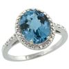 Natural 2.42 ctw London-blue-topaz & Diamond Engagement Ring 10K White Gold - REF-26H2W