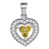 Image 1 : 0.33 CTW Yellow Color Diamond Heart Pendant 10KT White Gold - REF-19W4K