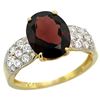 Natural 2.75 ctw garnet & Diamond Engagement Ring 14K Yellow Gold - REF-61F4N