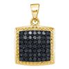 Image 1 : 0.50 CTWBlack Color Diamond Square Cluster Pendant 10KT Yellow Gold - REF-24N2F