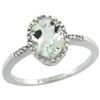 Image 1 : Natural 1.2 ctw Green-amethyst & Diamond Engagement Ring 14K White Gold - REF-23Y2X