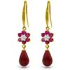 Image 1 : Genuine 7.61 ctw Ruby & Diamond Earrings Jewelry 14KT Yellow Gold - REF-49T8A