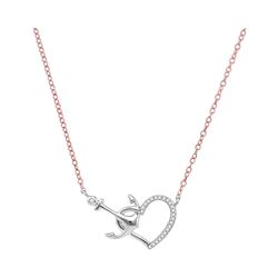 0.08 CTW Diamond Heart & Anchor Pendant 10KT White Gold - REF-12H2M