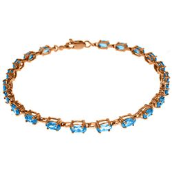 Genuine 5.5 ctw Blue Topaz Bracelet Jewelry 14KT Rose Gold - REF-96V4W