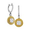 Image 1 : 1.01 CTW Yellow Diamond Circle Cluster Dangle Earrings 18KT White Gold - REF-165X2Y