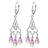 Genuine 4.83 ctw Pink Topaz & Diamond Earrings Jewelry 14KT White Gold - REF-52W7Y