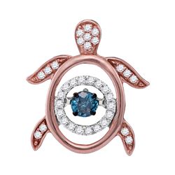 0.33 CTW Blue Color Diamond Turtle Tortoise Moving Pendant 10KT Rose Gold - REF-37W5K