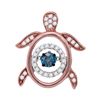 Image 1 : 0.33 CTW Blue Color Diamond Turtle Tortoise Moving Pendant 10KT Rose Gold - REF-37W5K