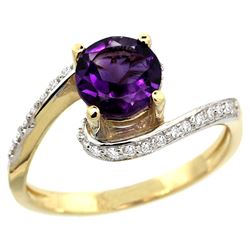 Natural 0.99 ctw amethyst & Diamond Engagement Ring 10K Yellow Gold - REF-42H2W