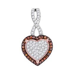 0.25 CTW Red Color Diamond Heart Love Pendant 10KT Rose Gold - REF-25H4M