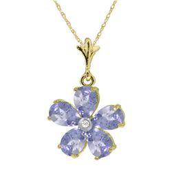 Genuine 2.22 ctw Tanzanite & Diamond Necklace Jewelry 14KT Yellow Gold - REF-43R2P