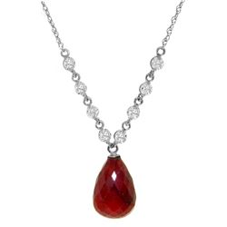 Genuine 15.6 ctw Ruby & Diamond Necklace Jewelry 14KT White Gold - REF-139Z8N