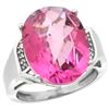 Image 1 : Natural 11.02 ctw Pink-topaz & Diamond Engagement Ring 10K White Gold - REF-50X9A