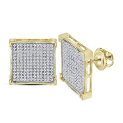 0.95 CTW Diamond Square Cluster Earrings 10KT Yellow Gold - REF-49K5W