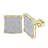 Image 1 : 0.95 CTW Diamond Square Cluster Earrings 10KT Yellow Gold - REF-49K5W