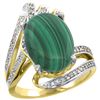 Image 1 : Natural 7.28 ctw malachite & Diamond Engagement Ring 14K Yellow Gold - REF-86M7H