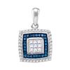 Image 1 : 0.33 CTW Blue Color Diamond Square Pendant 10KT White Gold - REF-24W2K