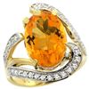 Image 1 : Natural 6.22 ctw citrine & Diamond Engagement Ring 14K Yellow Gold - REF-134K9R