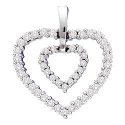 0.50 CTWDiamond Double Heart Pendant 14KT White Gold - REF-49Y5X