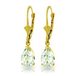 Genuine 2.85 ctw Aquamarine Earrings Jewelry 14KT Yellow Gold - REF-36P8H