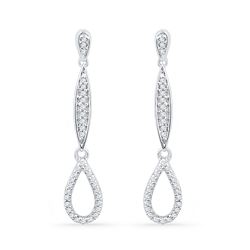 0.20 CTW Diamond Teardrop Dangle Earrings 10KT White Gold - REF-22M4H