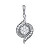 Image 1 : 0.19 CTW Diamond Flower Cluster Pendant 14KT White Gold - REF-26N3F