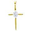 Image 1 : 0.05 CTW Diamond Cluster Cross Pendant 14KT Yellow Gold - REF-12Y2X