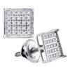 Image 1 : 0.15 CTW Diamond Square Cluster Stud Earrings 14KT White Gold - REF-13K4W
