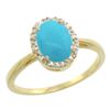 Image 1 : Natural 1.22 ctw Turquoise & Diamond Engagement Ring 14K Yellow Gold - REF-29Y3X