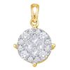 Image 1 : 0.25 CTW Princess Diamond Soleil Cluster Pendant 14KT Yellow Gold - REF-26H9M