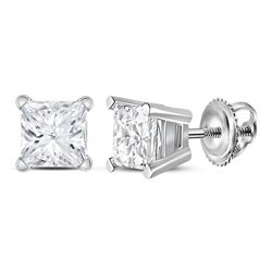 0.98 CTW Princess Diamond Solitaire Stud Earrings 14KT White Gold - REF-202X5Y