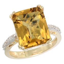 Natural 5.48 ctw Whisky-quartz & Diamond Engagement Ring 10K Yellow Gold - REF-37M8H