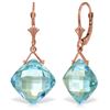 Genuine 17.5 ctw Blue Topaz Earrings Jewelry 14KT Rose Gold - REF-36V3W