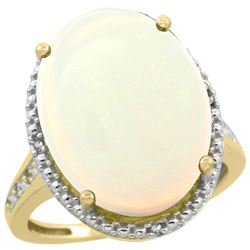 Natural 13.6 ctw Opal & Diamond Engagement Ring 14K Yellow Gold - REF-82K7R