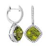 Image 1 : 2.13 CTW Princess Peridot Solitaire Diagonal Square Diamond Earrings 14KT White Gold - REF-134M9H