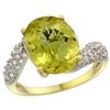 Image 1 : Natural 6.45 ctw lemon-quartz & Diamond Engagement Ring 14K Yellow Gold - REF-52R2Z