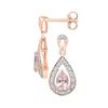 Image 1 : 0.48 CTW Pear Created Morganite Diamond Dangle Earrings 10KT Rose Gold - REF-25N4F