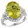 Image 1 : Natural 5.89 ctw lemon-quartz & Diamond Engagement Ring 14K White Gold - REF-86Y5X