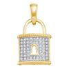 Image 1 : 0.10 CTW Diamond Key Lock Dangle Pendant 10KT Yellow Gold - REF-14Y9X