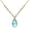 Genuine 11.30 ctw Blue Topaz & Diamond Necklace Jewelry 14KT Yellow Gold - REF-129Y4F
