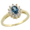 Natural 0.67 ctw London-blue-topaz & Diamond Engagement Ring 14K Yellow Gold - REF-48F6N