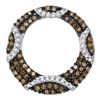 0.40 CTW Cognac-brown Color Diamond Circle Pendant 10KT White Gold - REF-19W4K