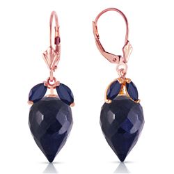 Genuine 26.8 ctw Sapphire Earrings Jewelry 14KT Rose Gold - REF-59A9K