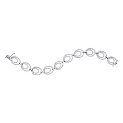 4.06 CTW Diamond Tennis Link Oval Bracelet 14KT White Gold - REF-352F4N