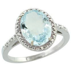 Natural 2.12 ctw Aquamarine & Diamond Engagement Ring 10K White Gold - REF-35Z4Y