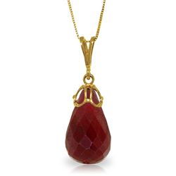 Genuine 14.8 ctw Ruby Necklace Jewelry 14KT Yellow Gold - REF-28Z3N