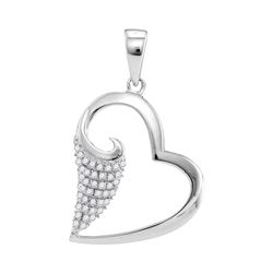 0.20 CTW Diamond Scroll Heart Love Pendant 10KT White Gold - REF-18F2N