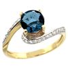 Natural 1.24 ctw london-blue-topaz & Diamond Engagement Ring 10K Yellow Gold - REF-42R8Z