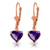 Genuine 3.25 ctw Amethyst Earrings Jewelry 14KT Rose Gold - REF-29N2R