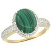 Image 1 : Natural 2.56 ctw Malachite & Diamond Engagement Ring 10K Yellow Gold - REF-30H5W
